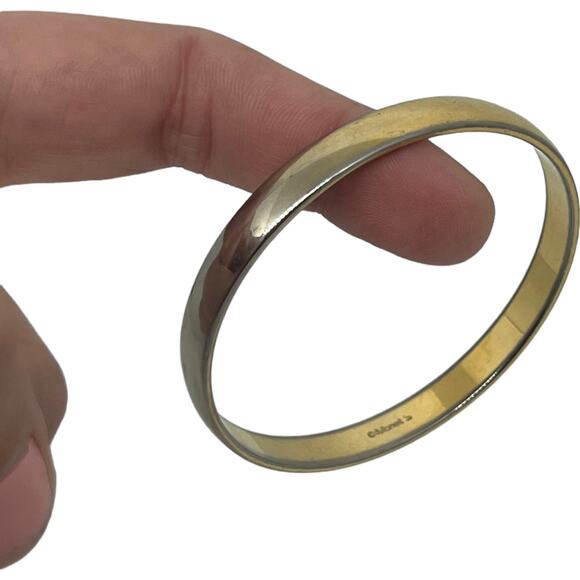 Vintage Monet Gold Tone Bangle Bracelet Classic 80s Minimalist Designer - Picture 15 of 16